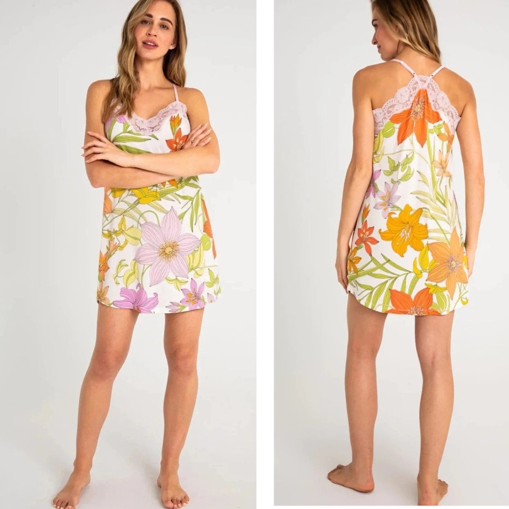 NWT PJ Salvage Lazy Days Chemise Night Gown - Lilac Snow Floral Print